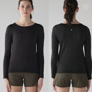 Lululemon Swifty Tech Long Sleeve Size 6 Black Sparkle Speckle Seamless